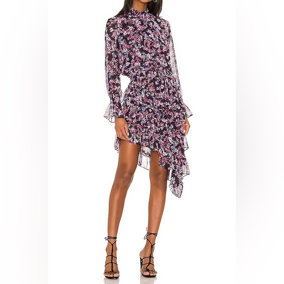MISA LOS ANGELES Savanna Asymmetrical Mini Dress in Ditsy Multi small - Picture 3 of 11